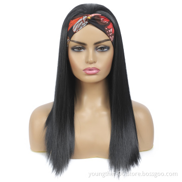 Synthetic Headband Wigs For Black Women Small Area Lace Long Straight Wig Middle Part Cosplay Wigs
